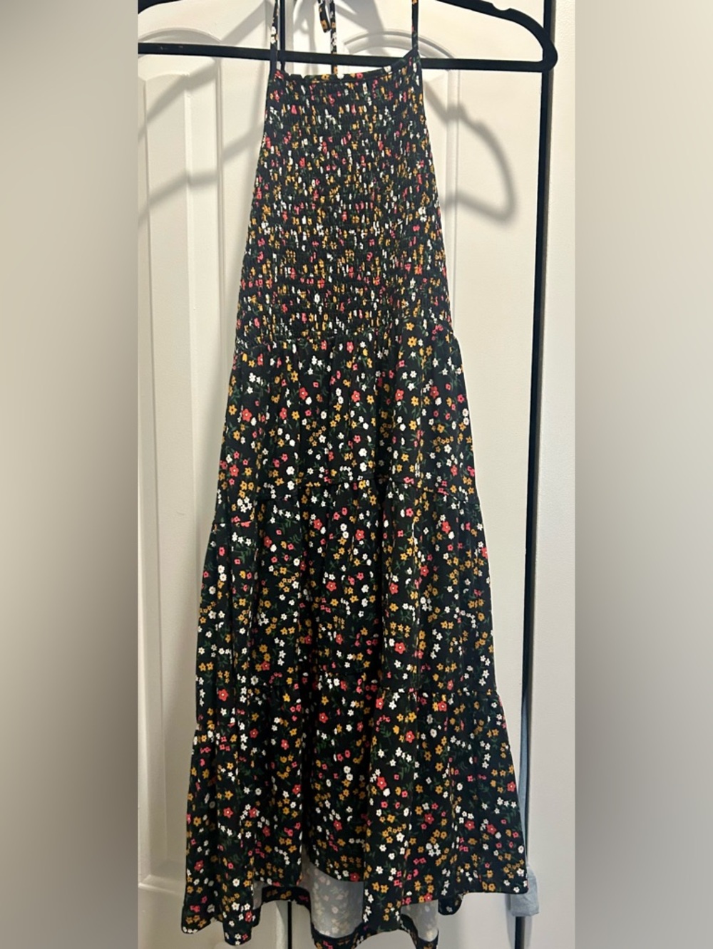 Abound Black Floral Mini Halter Dress with Pink, Yellow and White Accents